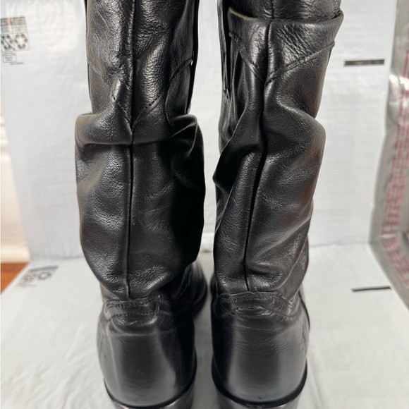 Frye Vintage Mid Calf Western Cowboy boots womens Size 9 Black Made in USA - Picture 2 of 11